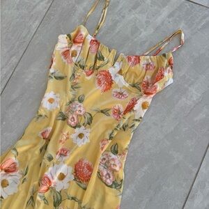 Forever 21 Yellow Floral Midi Dress